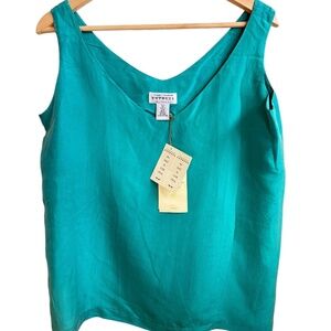 Vintage 90s Compagnie Internationale Express 100% Silk Turquoise Tank NWT Sz M/2